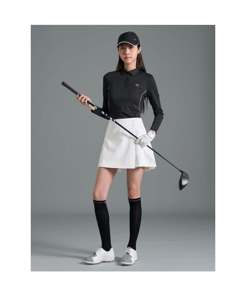 BEANPOLE GOLF [B_Under] Women'S Texture Mix Collar Long Sleeve T-Shirt Black