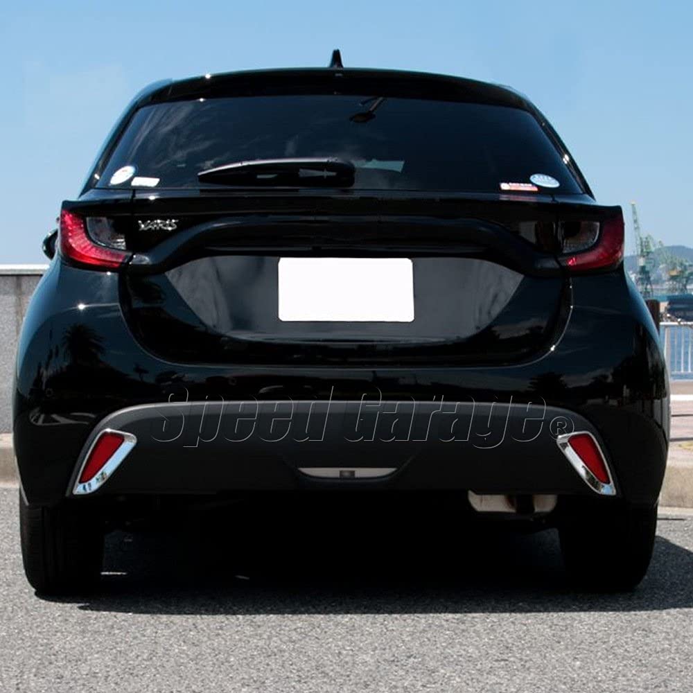 Speed Garage Rear Reflector Fog Lamp Chrome Cover Frame Garnish for Toyota Yaris and 15 Series Custom Parts 210, 10, (2020 Model) - Dress-up