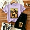 Kids Muscular Woman Fun Printed 11 Colors Outdoor Street Kids T-shirt and Shorts 2 Piece Set Summer Home Casual Outfit Boy and Girl's Sports Set