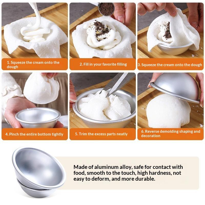 Alliage d'Aluminium Daifuku Dessert Boule Ronde Moule à Gâteau Demi-cercle Tartelettes aux Œufs Pudding Crème Glacée Fondant Moules Gadgets de Cuisson