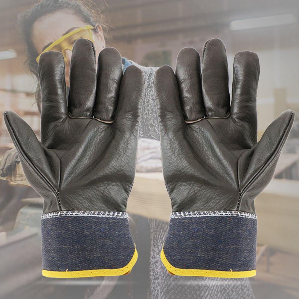 1 Pair Labor Protection Leather  Work Gloves Thickened Welder Gloves  Driving  Farm Garden Welding