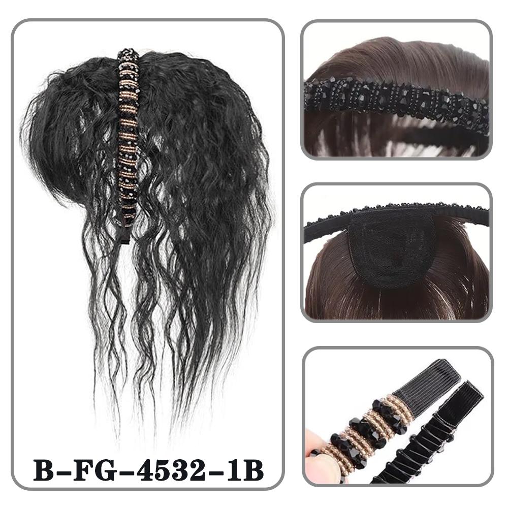 Synthetic Short Straight Clip In Bangs Wig Forehead Hair Band Bangs Filler Hair For Women Daily Easy To Wear