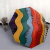 1pc Abstract Waves Adventure Auto Open/close, 8-Rib Iron Frame, Compact Folding Cute Umbrella All-Season Portable Umbrella for Travel 045