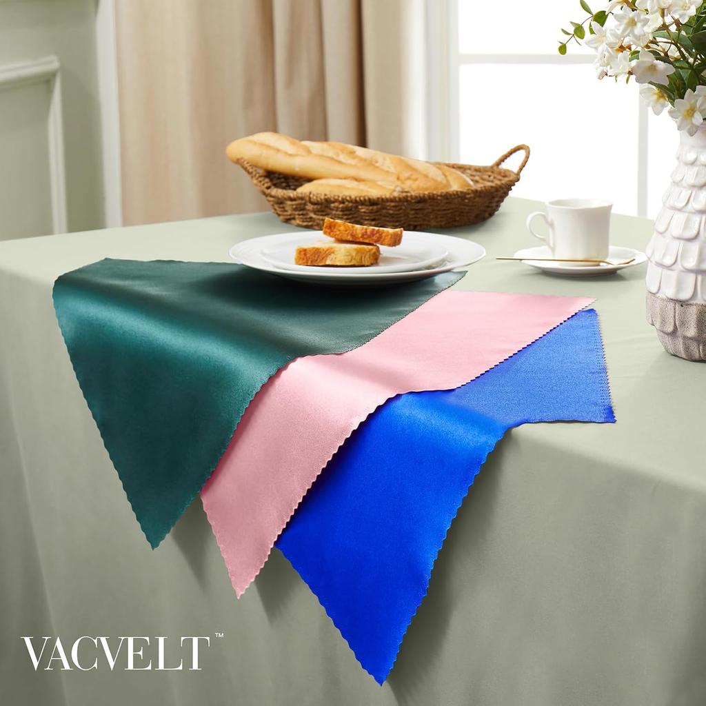 VACVELT 12 Pack Blush Pink Satin Napk 20x20 Inch Wedding Napk, Scalloped Elegant Dinner Napk Square Table Napk Decor, Silky Satin Cloth Napk for