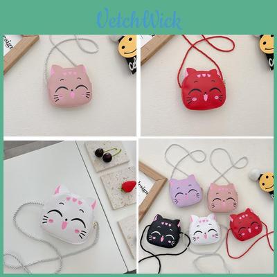 Cute Cartoon Cat Mini Shoulder Bag For Girls Lightweight Breathable Pu Material