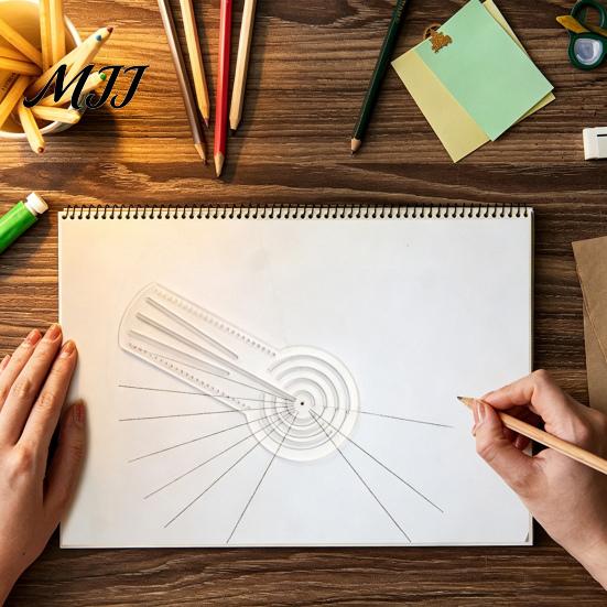 Punktkunst Malwerkzeug Mandalas Lineal mit Löchern, Kreiszeichner, Zirkel Transparente Acryl-Schablone Winkelmesser Gerade Punktierer für Geometrische Muster