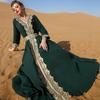 Middle Eastern Muslim Women's Embroidered Robe Loose Casual Long Ethnic Style Dress