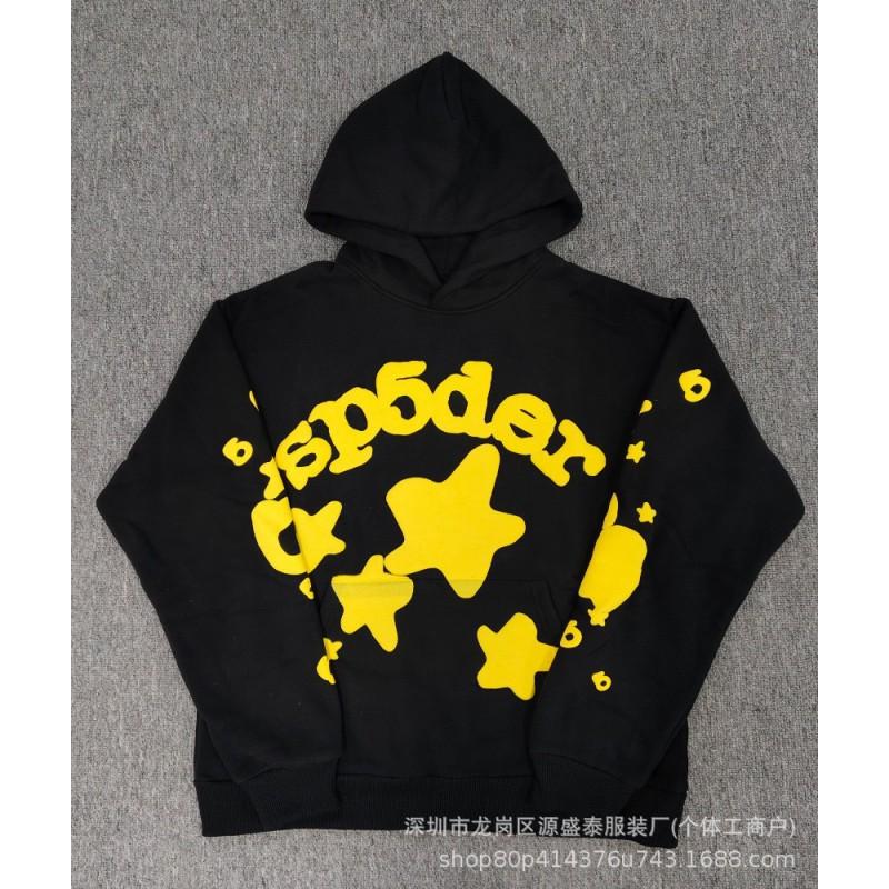 Sp1der Rapper YoungThug Same Foam Letter 555555 Couple Hoodie Pink Sweatshirt