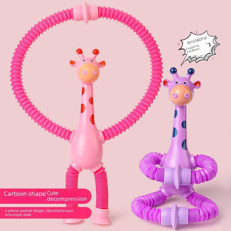 Telescopic Giraffe Toy with Suction Cup - Versatile Decompression Toy for Creative Play