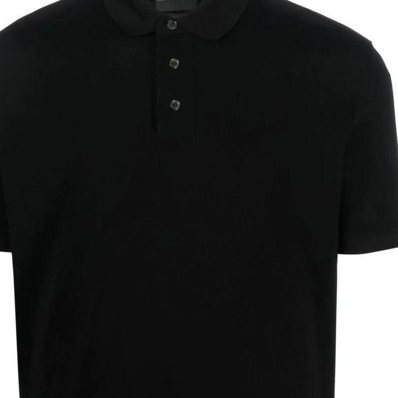 Emporio Armani Solid Color Buttoned Short Sleeve Polo Shirt Men Tops Black 3R1FG4-1JTKZ-0079