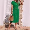2024 Women's Fashionable Shirt Collar Waist-Cinching Dress with Waistband