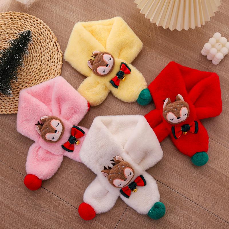 Children's Cartoon Reindeer Scarf - Winter Neck Warmer for Boys & Girls