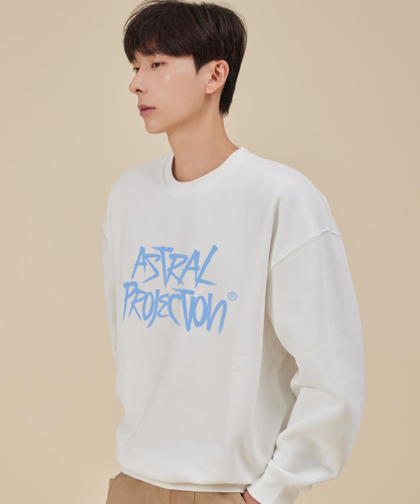 ASTRAL PROJECTION Graffiti Lettering Loose Fit Sweatshirt_White