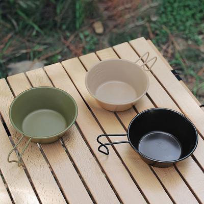 300ML Camping Bowl Stainless Steel Camping Sierra Cup with Folding Handle Ultralight Camping Tableware for Camping Backpacking