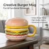 Ceramic Coffee Mug with Lid Burger Shaped Breakfast Cup Creative Kitchen Mug for Home Office Tea Coffee