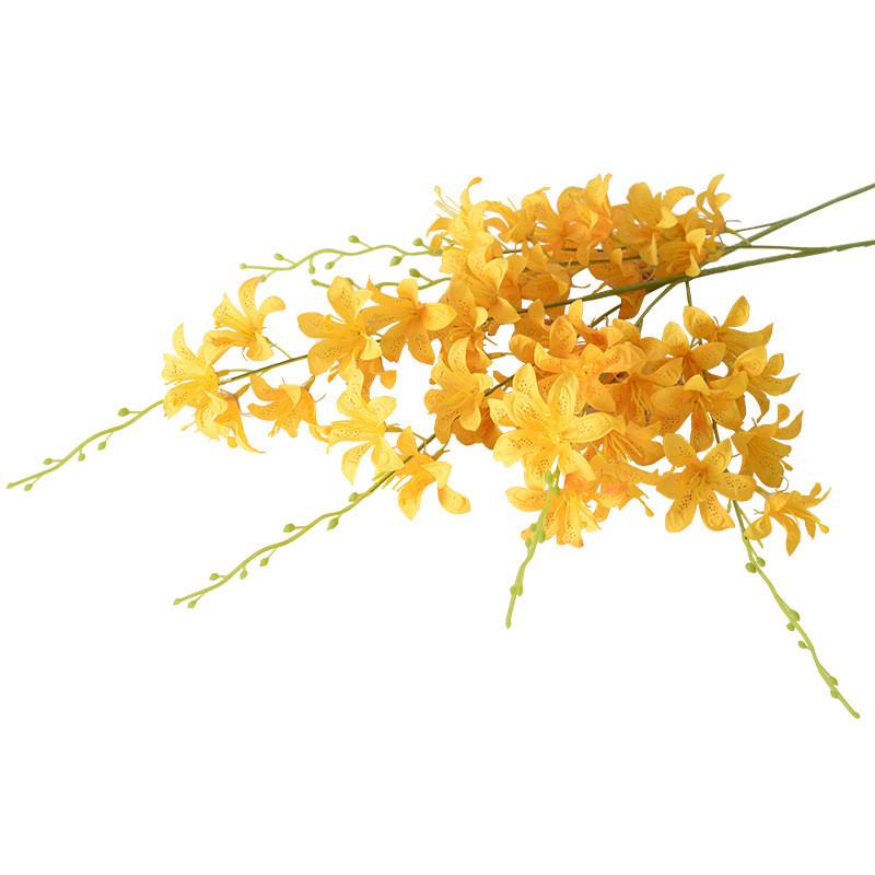 High Branch Lilies Artificial Flowers For Home Wedding Decor With Silk Material And Realistic Design