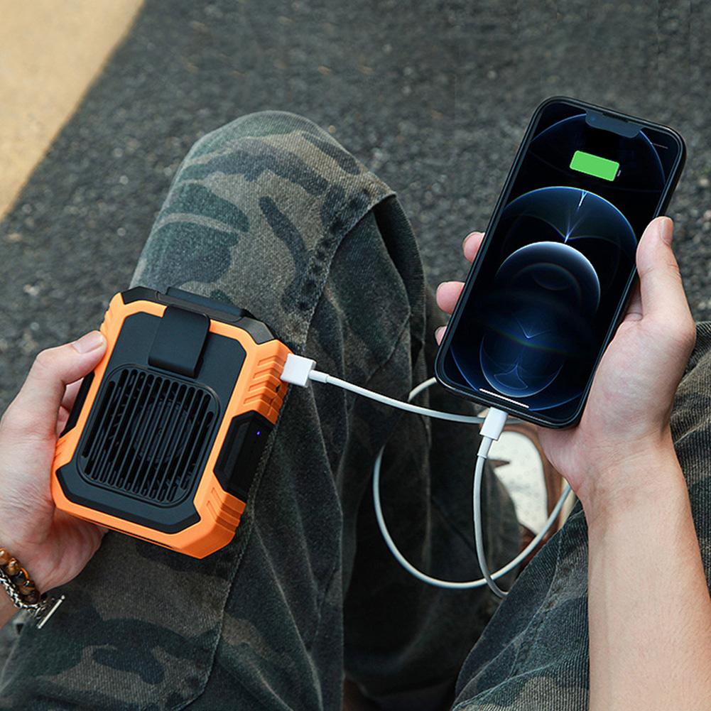 4000mAh Waist Clip Fan Rechargeable Personal Belt Clip Fan Portable Power Bank Flashlight Fan for Outdoor Works Hiking Camping