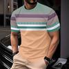 Summer Men's Fashion 3D T Shirt Splicing Printed Colorblocking Casual Slim Short Sleeve Outdoor Sports Running Fitness Top