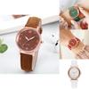 Fashionable Ladies' Quartz Watch With Decorative Night Light And Leather Strap