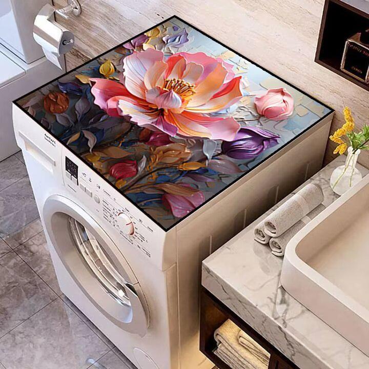 Dustproof 3D Flower Diatom Mud Waterproof & Absorbent Anti-Slip Mat for Washing Machine or Bedside Table