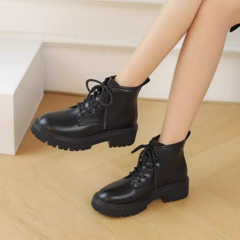 Autumn new velvet Martin boots women's black locomotive single boots women's platform short boots