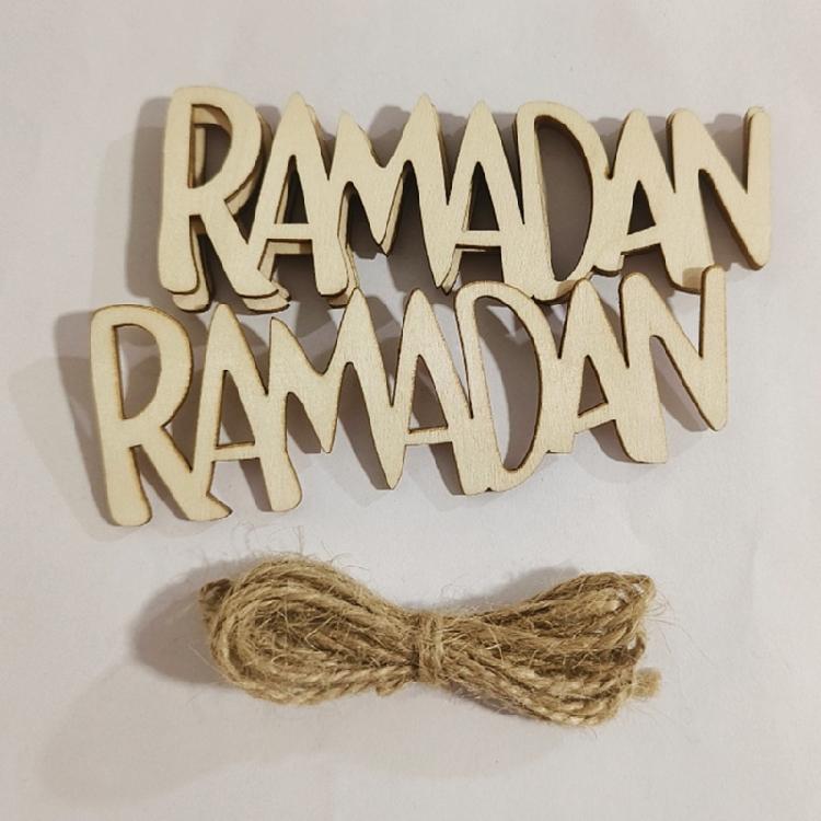 10pcs Eid Pendants Unfinished Wood Moon Star Muslim Holiday Party Decoration