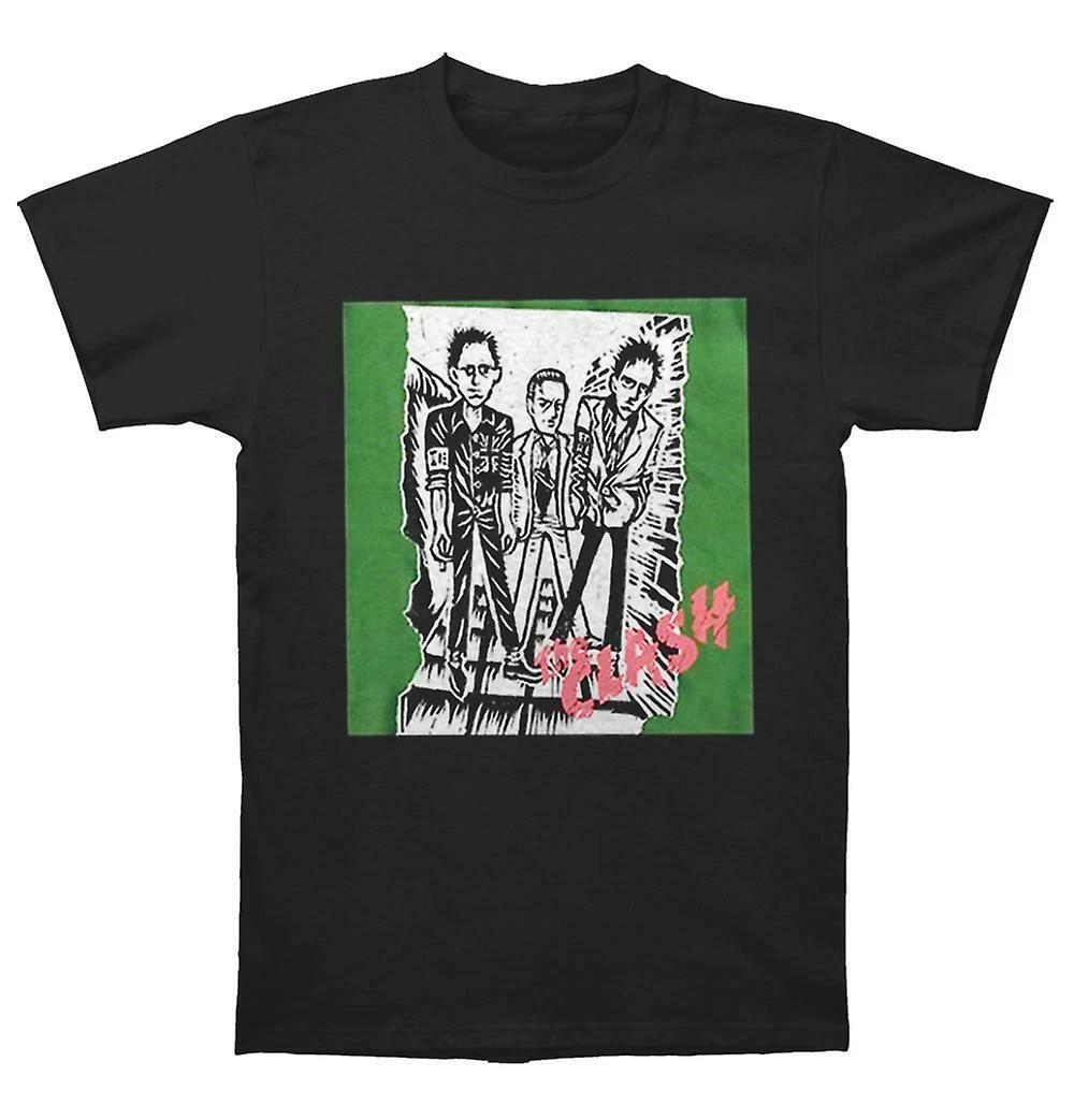 Official The Clash 1st Album Cartoon Mens Black 100% Cotton T-shirt Mens Tees Top The Clash Tee M