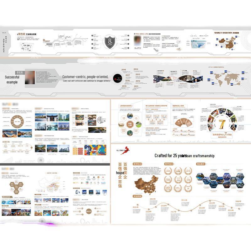 Real Estate Enterprise History & Culture Wall: AI Template for Honor Wall & Company Corridor Decoration