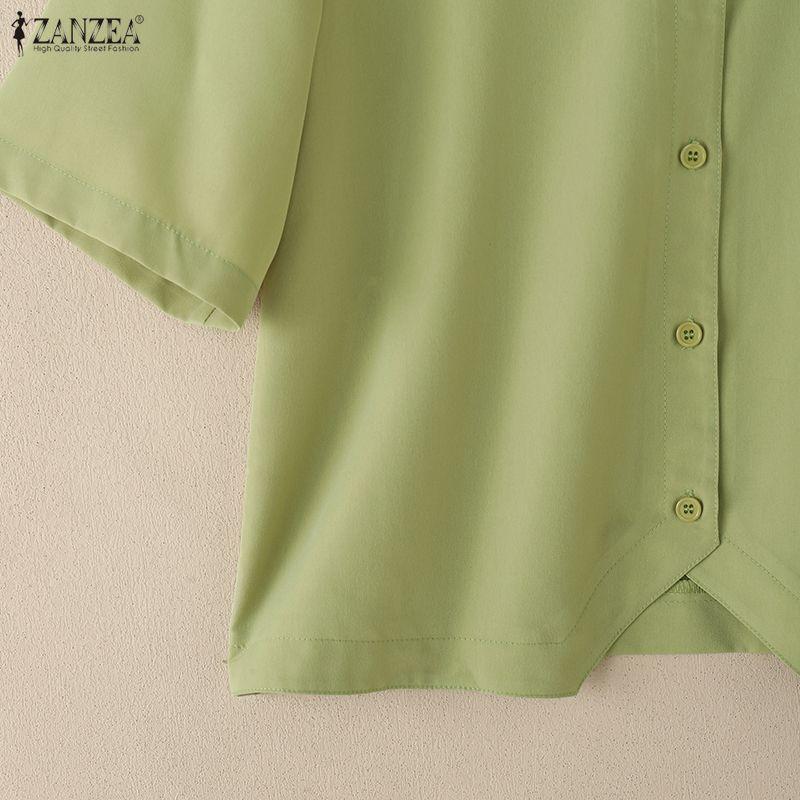 ZANZEA Damen Umlegekragen Locker Lässig Halbarm Bluse