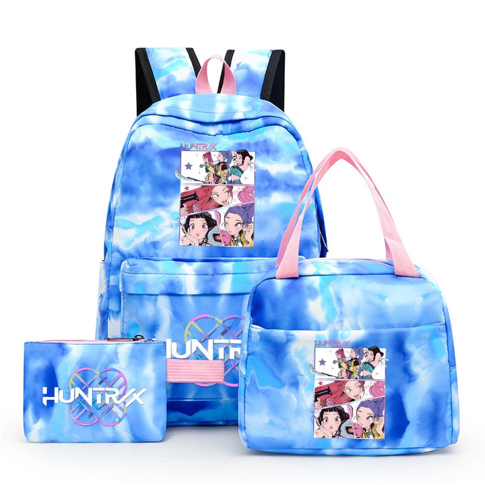 3Pcs/set Cartoon Anime Kpop Printed Backpack with Lunch Bag Pengcil Case Large Capacity Travel Bag for Teenager Girl Boy Bookbag Kid Gift Rucksak