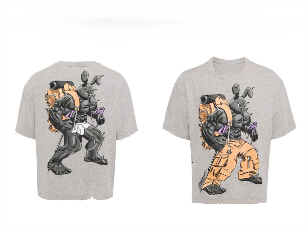 London Fashion Brand New High-end Street Natasha Zinko Unisex Bunny Print Men's T-shirt Pure Cotton Short Sleeve