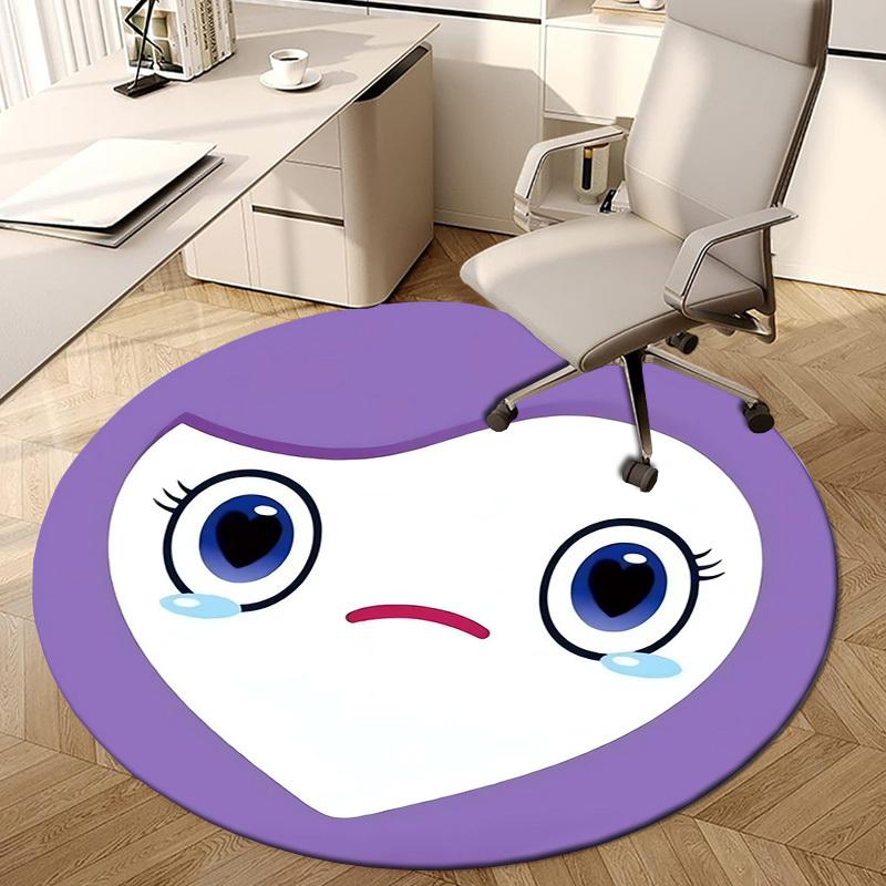 1pc Sad Emotion Icon Round carpet, Made of Polyester,Perfect for Decorating Office Chairs, Living Rooms,Vibrant Decorative Rug
