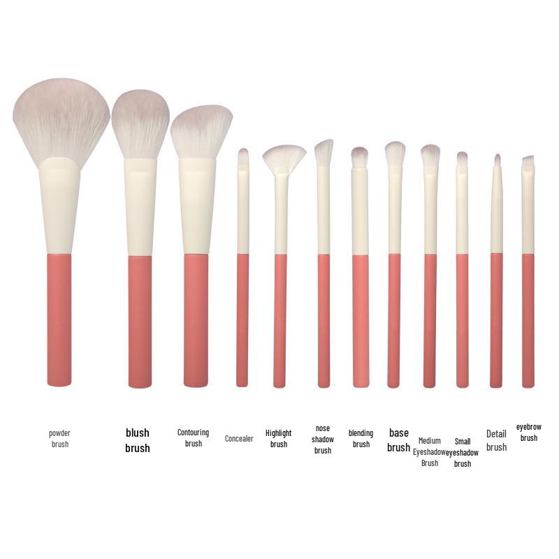 Holiday 12-piece Berry Soft Makeup Brush Set: Eyeshadow, Concealer, Contour, Blush & Powder Brushes