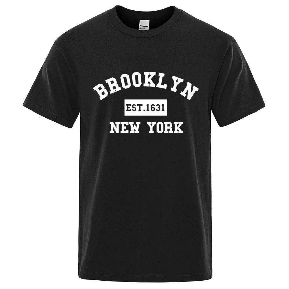 Brooklyn Est. 1631 New York Letter Print T-Shirt Man Casual Loose T-Shirts Summer Cotton Tops Fashion Breathable Tee 80270