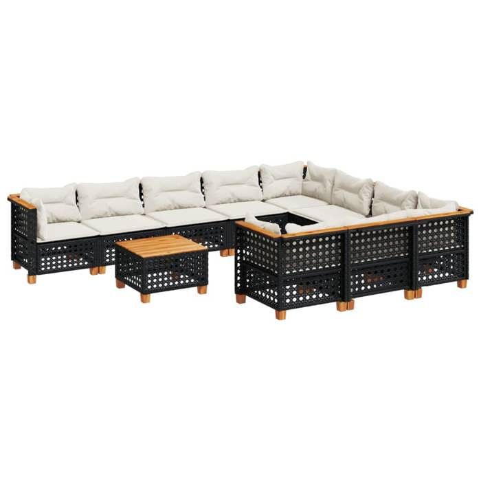 VidaXL Salon de jardin 11 pcs avec coussins noir résine tressée 3262040