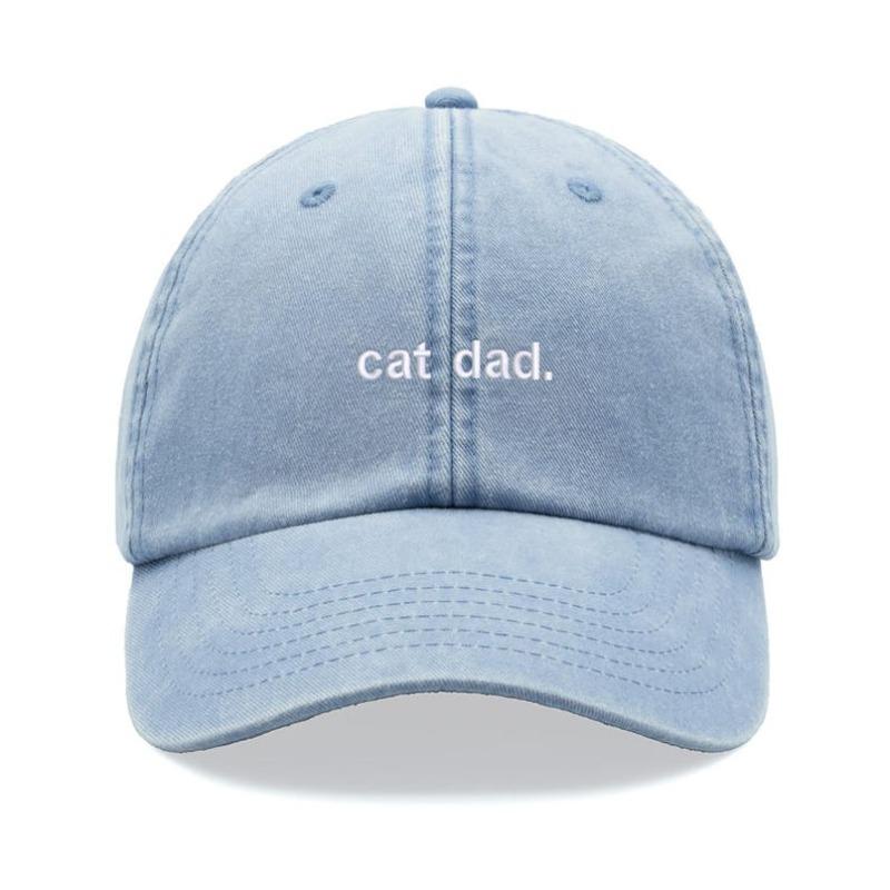 1pc "cat Dad" Retro Washed Baseball Cap Fashion Simple Leisuer Adjustable Unisex Driver Caps,suitable for Dailywear,tralve,beach