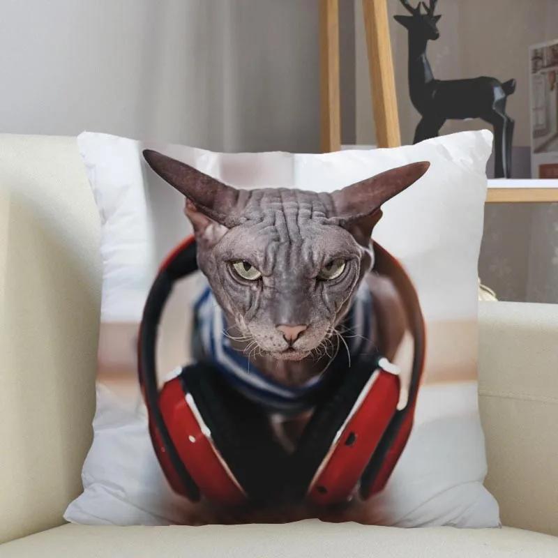 Musife Custom Sphynx Cat Pillowcase Home Decoration 45x45cm Zipper Square Pillowcase Throw Pillow Cover Drop Shipping 04.24