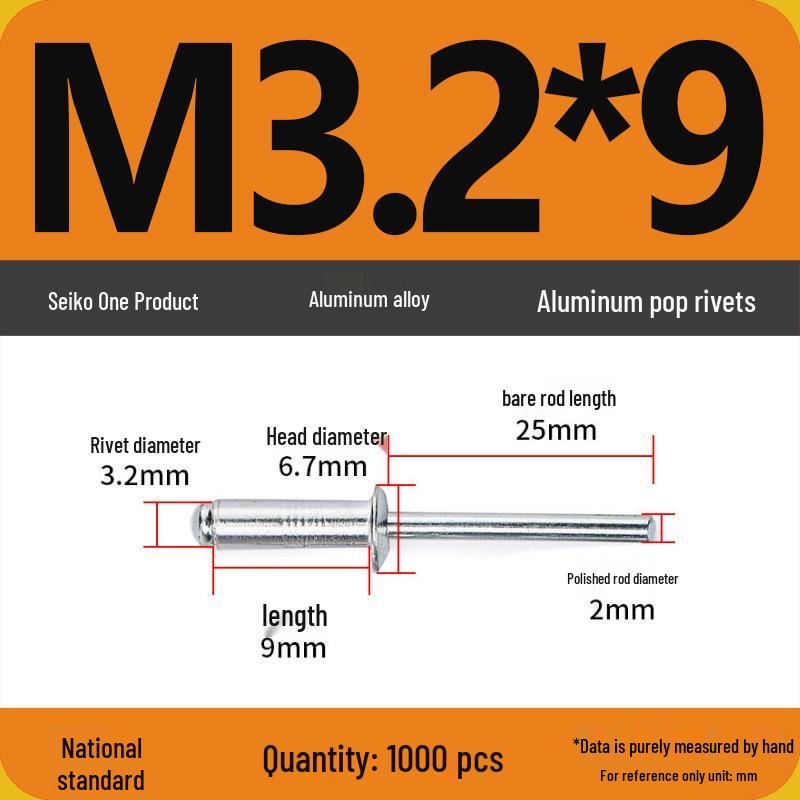 Aluminum Blind Rivets & Nuts - Black Round Head, Extended Shank, M4/M5/M6