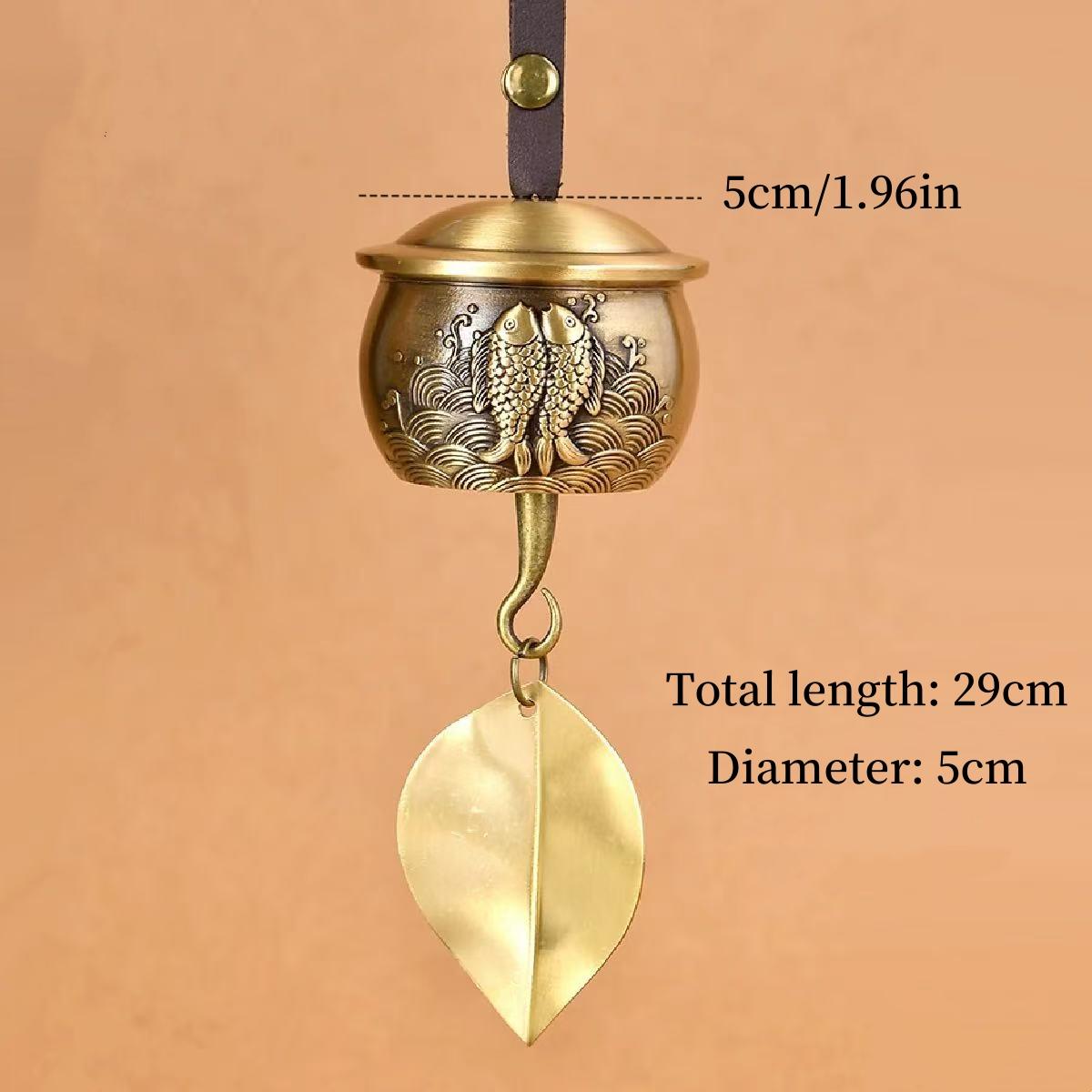 

Bronze Wind Chime Pendants,Engraved Pisces Copper Wind Chime Door Decorations,Creative Home Balcony Feng Shui Bells,Car Pendants 29 CM