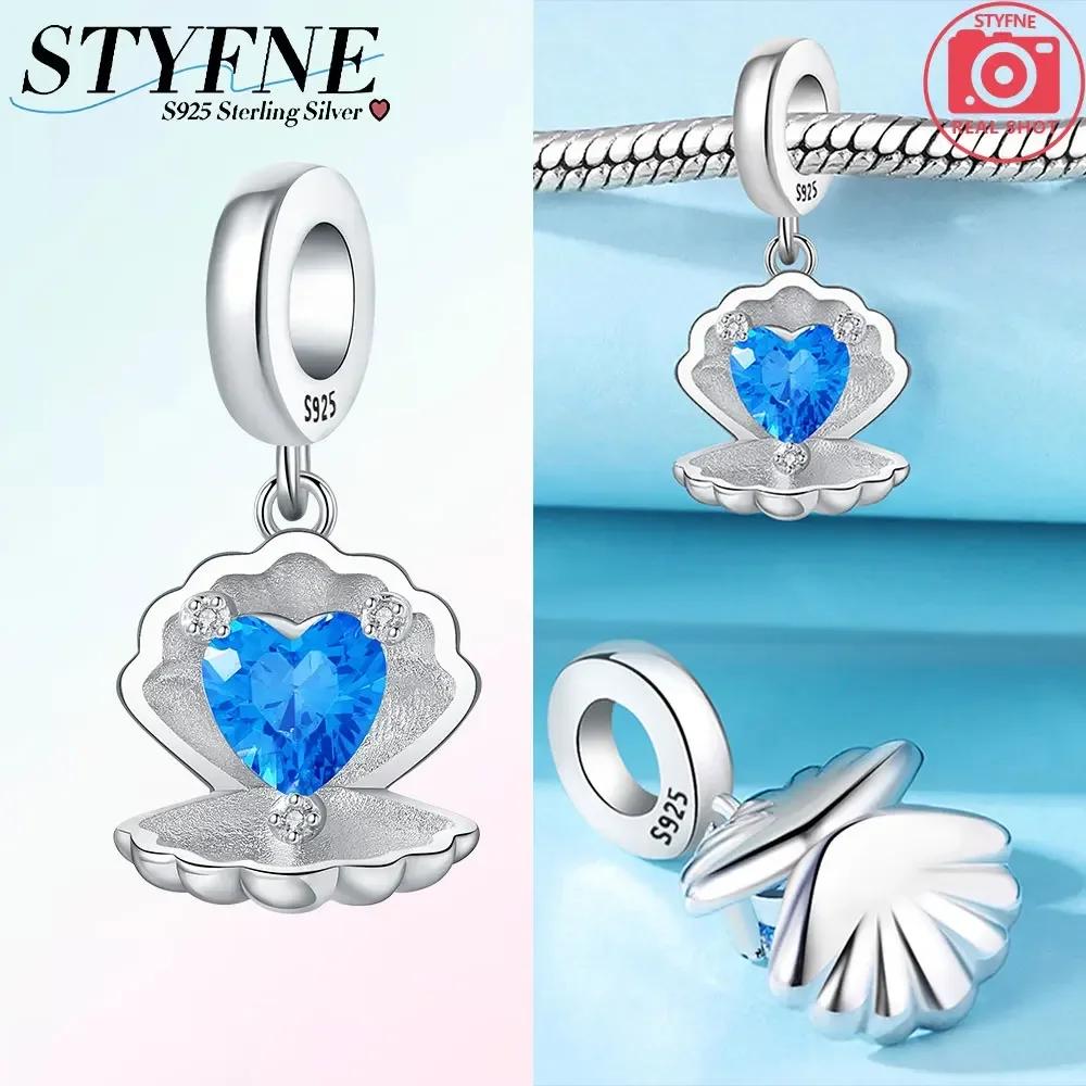 Classic Original Copper Glittering Luminous Blue Heart Shells Snakes Charm Fit Original Bracelet Women Jewelry Diy Gift
