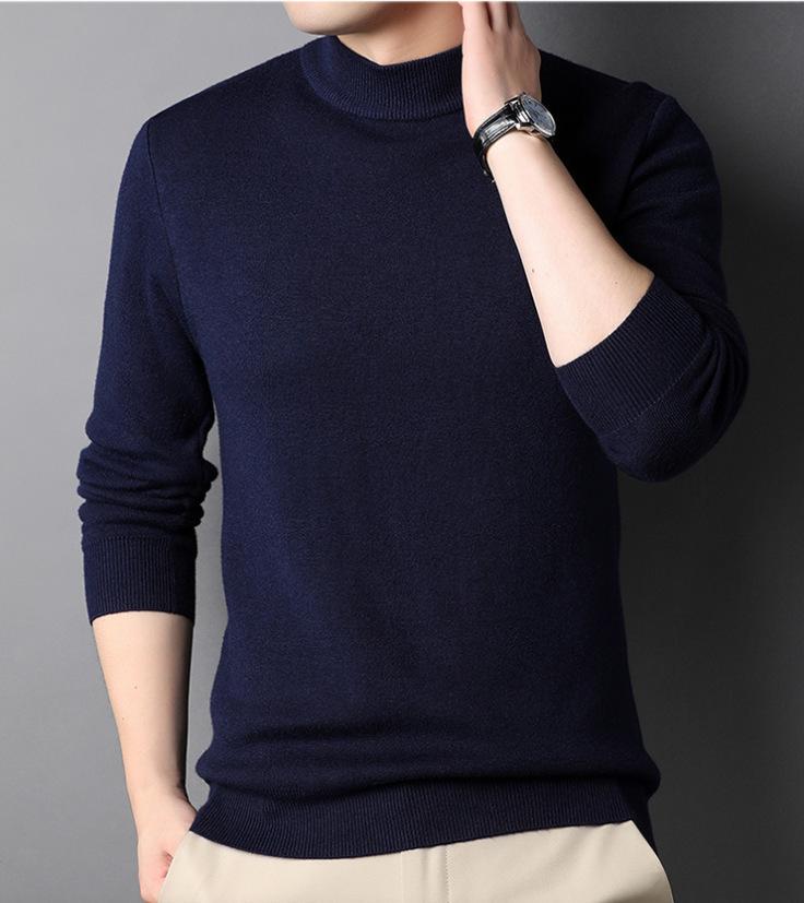 Extra Fleece Extra Thick Half Turtleneck Crewneck Sweater Men's Sweater One Body Fleece