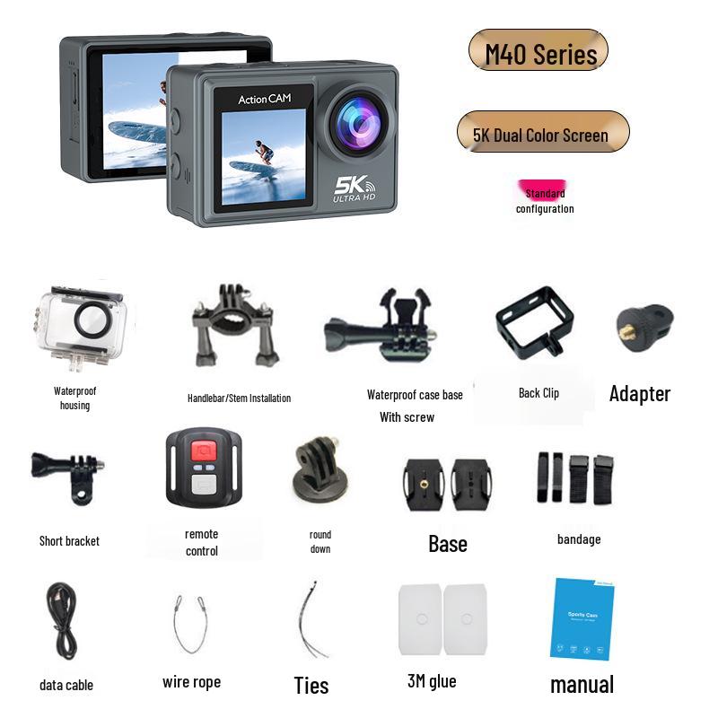4K Sports Action Camera with Anti-Shake, Touchscreen, Wireless Connectivity, for Cycling & Fishing