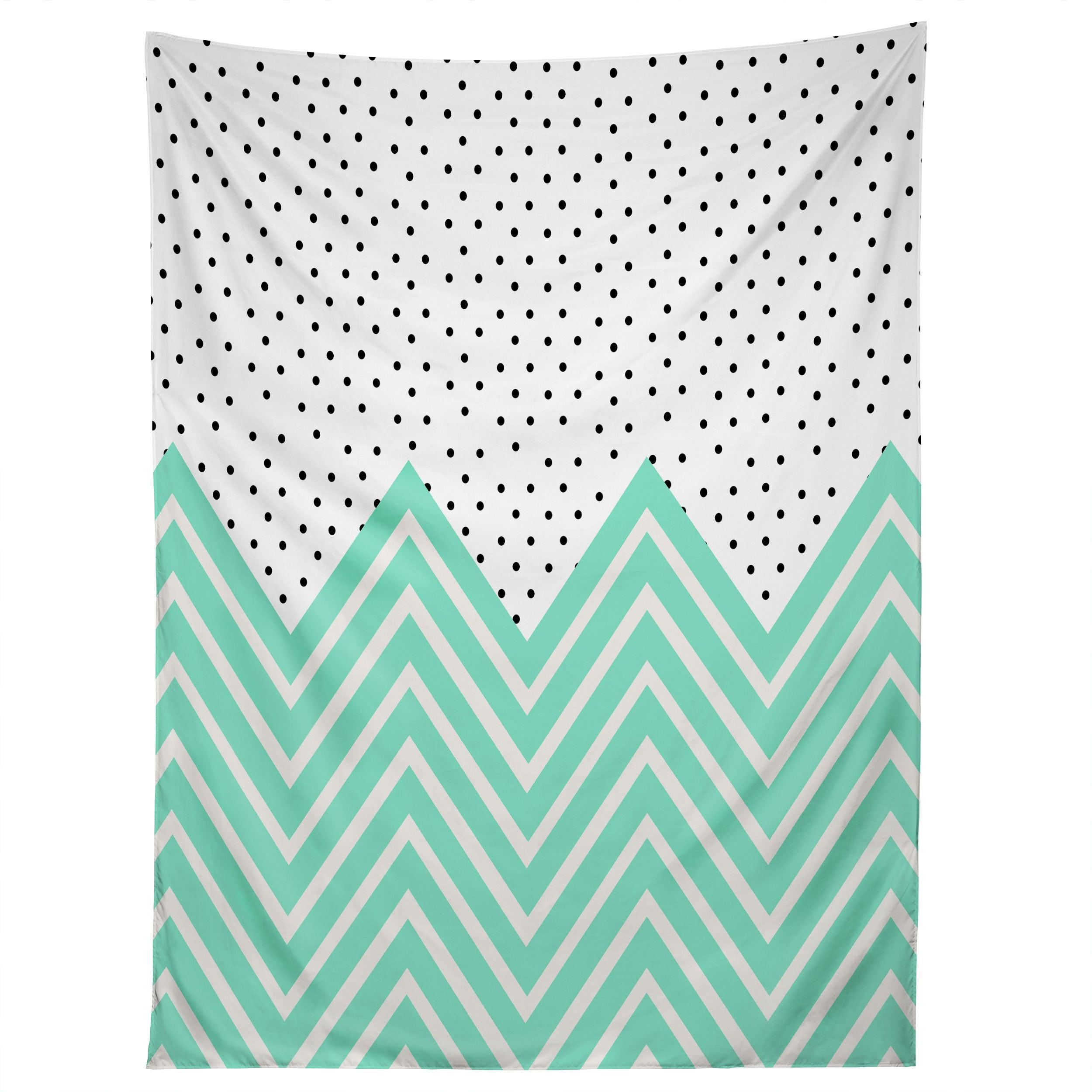 MINTY CHEVRON AND DOTS tapestry 75x100