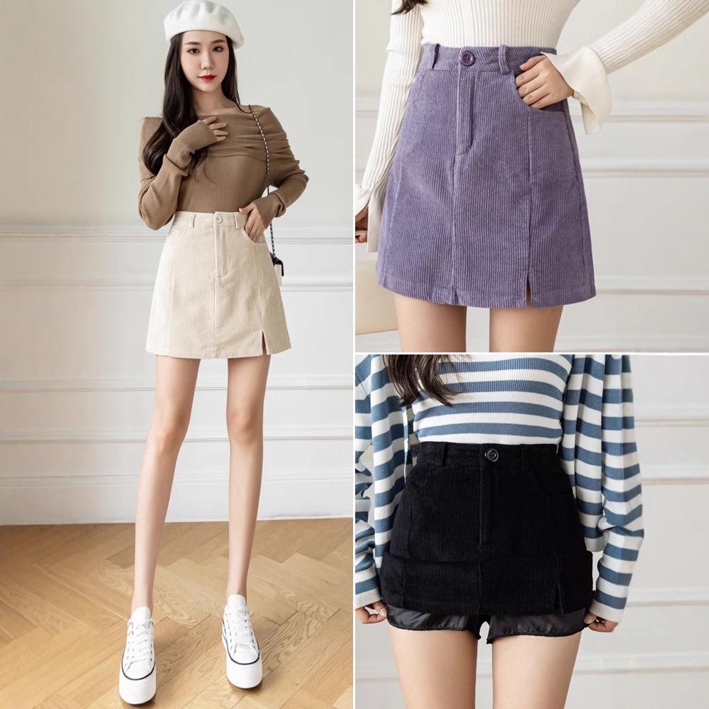 

Women s Purple Corduroy A-line Mini Skirt with Slit - Retro Slim Fit for Autumn/Winter 2024 3XL [148-158 lbs]