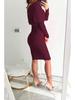 2025 Socialite Autumn Pleated V-Neck Bodycon Dress: Waist-Cinching One-Step Skirt Women's Clothing