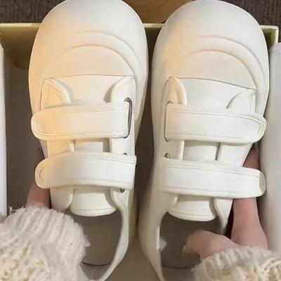 2025 Spring New Muffin Sole Women's Shoes Thick-soled Biscuit Sole Velcro Little White Shoes Low-top Round Head Internet Celebrity Shoes