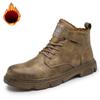 Cizme de iarnă pentru bărbați Cizme Artin Cizme de cowboy calde cu vârf rotund Cizme bărbați din bumbac, îngroșate, retro, din piele