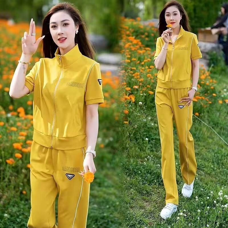 

2026 Stylish Slimming Sportswear Cardigan: Age-Defying, Fashionable Hot Jacket & Two-Piece Set XXXL жёлтый