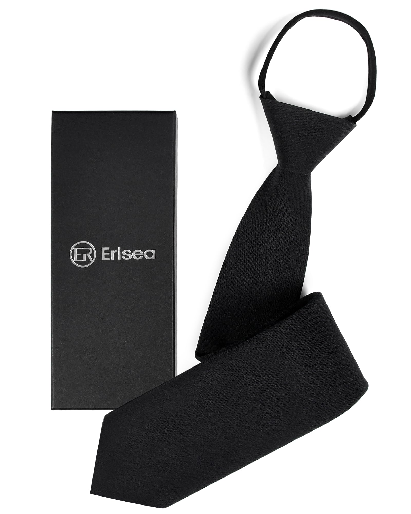 

[Erisea] Men s Formal Tie, Convenient Black Tie, Plain, Suitable for Weddings, Funerals, Wakes, Memorial Services, and Other Ceremonies, Washable