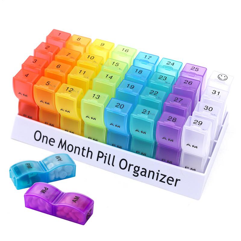 Monthly 32 Grids Pill Box Case Container Organizer Travel Pill Case Storage Box Organizer One Month Pill Medicine Container